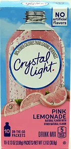 6 10-Packet Boxes Crystal Light Natural Pink Lemonade On The Go Drink Mix - Picture 1 of 7