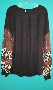 Sandía TALLA GRANDE Suéter Súper Suave Rosa Lentemina/Leopardo Acentos NUEVO SIN ETIQUETAS 2x F047 - Imagen 1 de 3