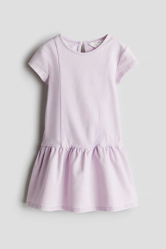 NUEVO CON ETIQUETAS H&M Niñas Vestido Jersey Look Denim Púrpura Claro Talla: 6X/7 EE. UU. Foto 1 de 3