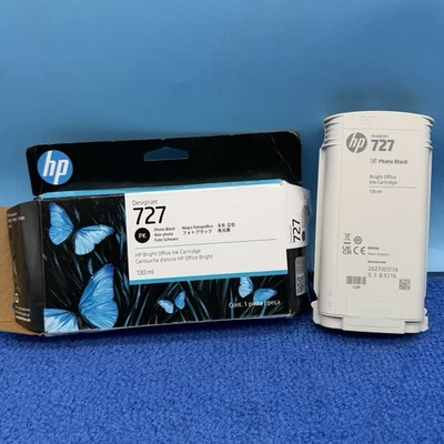 HP 727 130-ml Photo Black DesignJet Ink Cartridge, B3P23A - 07/2027 - Image 1 of 2