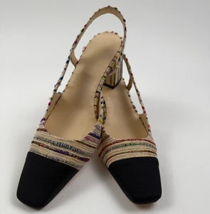 Tuckernuck Multi Tweed Tinsley Slingback Cap Toe Baton Heels Size 9.5 NWT - Picture 1 of 16