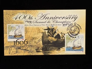FDC RAGE CACHETS #4074 SAMUEL DE CHAMPLAIN 400 ANIVERSARIO, EDICIÓN CONJUNTA CON CANADÁ - Imagen 1 de 2