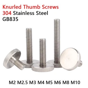 304 Stainless Steel Knurled Flat Head Thumb Screw M2 M2.5 M3 M4 M5 M6 M8 M10 - Picture 1 of 8