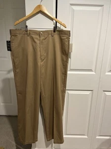 NWT Mens IZOD Tan Khaki Pants American Chino 40x32 Straight Metrix Fit Flat - Picture 1 of 10