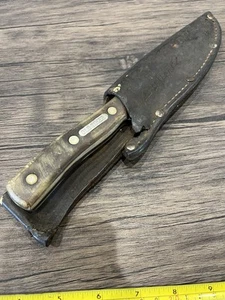 Vintage Old Timer Schrade 150T Fixed Blade Hunting Knife w/ Sheath USA - Picture 1 of 12