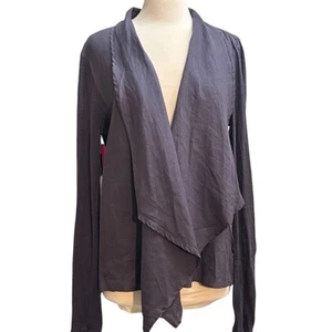 Cambridge Dry Good Womens 10 Cardigan Purple Open Front Waterfall 100% Linen - Picture 1 of 5