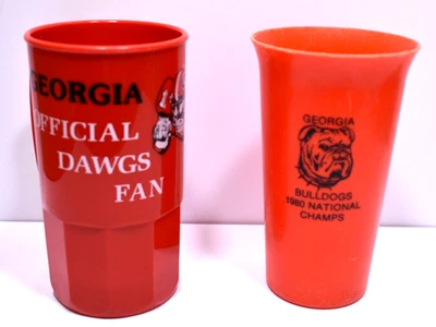 Vintage Lot Of 2 Georgia Bulldogs UGA Football Cups Plastic Tumbler & Mug - Image 1 of 4