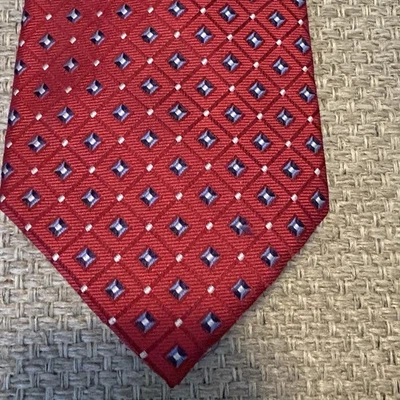 Nautica 100 % seda corbata hombre geométrica rojo azul corbata vacaciones vestido de negocios Foto 1 de 4