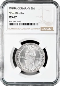 Weimar Republic 3 reichsmark 1928 A, NGC MS67, "900th Anniversary of Naumburg" - Picture 1 of 2