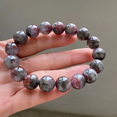 12mm Natural Auralite 23 Crystal Quartz Beads Bracelet AAAA - Image 1 of 4