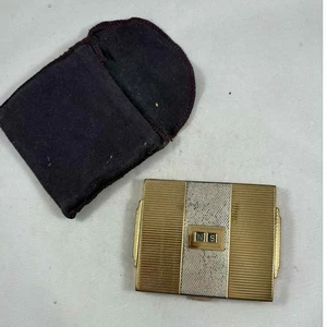 Vintage Elgin American Monogramed 2 Tone Silver/Gold Compact mit Original Stoffbeutel - Bild 1 von 10