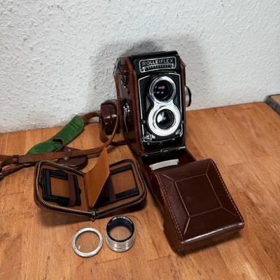 Rolleiflex 3.5T I Halbformat I Heidosmat Rolleinar 3 I Ledertasche I UV-Filter - Bild 1 von 4