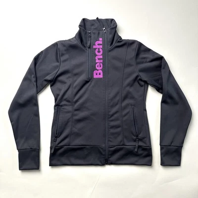 Bench Jacket Womens XL Black Full Zip High Collar Pink Fleece Lined Logo Pockets - Image 1 of 4