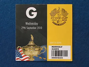 Ryder Cup 2010 - Celtic Manor - Marshal's Guest Ticket - 29/9/10 - Picture 1 of 2