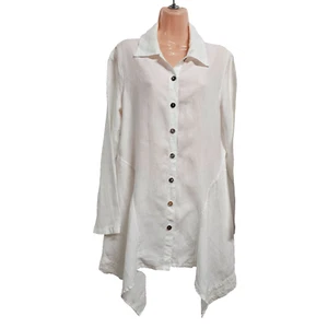 Top tunica donna CMC Color Me cotone con bottoni taglia L bianco 100% lino - Foto 1 di 13