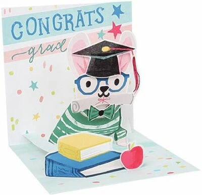 Graduation Greeting Card Dog Graduate 3D Pop Up Card Up With Paper  - Image 1 of 4