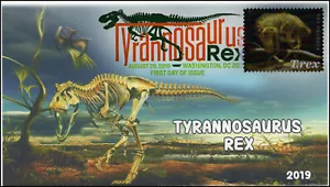 19-186, 2019, Tyrannosaurus Rex, Digitaler Farbstempel, Ersttagsbrief, T-Rex - Bild 1 von 1