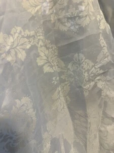 2 Vintage Curtain Panels Sheer White Floral Handmade 60x84 Pinch Pleat Drapery - Picture 1 of 8