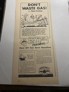 Vintage 1943 Pennzoil Rube Goldberg Art WW II ad - Picture 1 of 1