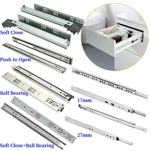 1-10Pairs Drawer Runners Grooved Ball Bearing Slides Rails 17mm 27mm 45mm UK - Picture 1 of 29