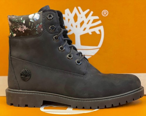 Timberland Stivali donna Heritage 6 pollici rose fiori impermeabili neri nuovi scatola