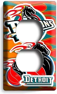 CUBIERTA DE PARED CON SALIDA DÚPLEX EQUIPO DE BALONCESTO DETROIT PISTONES HOMBRE CAVE ROOM ARTE - Imagen 1 de 1
