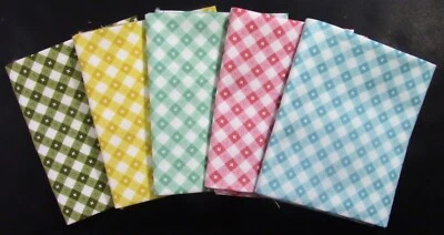 POPPIE COTTON 5 Fat Quarters - Country Gingham - Quilting, Sewing - 100% Cotton - 5472