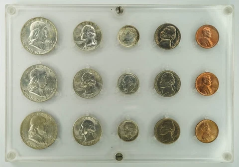 1954 P/D/S UNITED STATES MINT YEAR SET 50C 25C 10C 5C 1C - WITH HOLDER Cover
