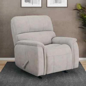 Rocker Recliner Manual Spring Seat Polyester Fabric BEIGE - Picture 1 of 9