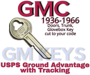 1936-1966 GM GMC Doors Glovebox Trunk Key Cut to Code 8751-9000 - Bild 1 von 3