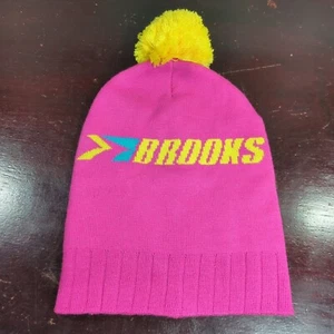Brooks Running Pom Damen Stocking Cap Winter Beanie Toque Pink Gelb Teal - Bild 1 von 7