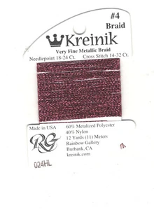 Hilo metálico Kreinik - Carrete de 12 yardas de trenza #024HL fucsia (alto brillo) en estado bastante bueno #4 - Imagen 1 de 4