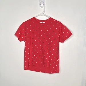 M&S Oversized Star Top Girls Size 13-14 Yrs Red Short Sleeve Basic Tee Shirt - Picture 1 of 4