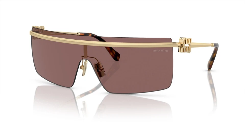 Очки солнцезащитные Miu Miu SMU 50ZS бледно-золотистые/коричневые серебристые затененные зеркальные (ZVN-70D) - Изображение 1 из 4