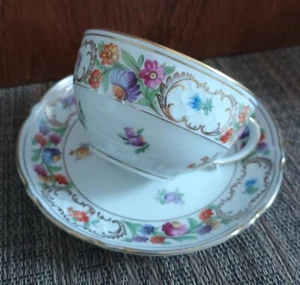 Vintage Schumann Bavaria Germany Empress Dresden Flowers Cup & Saucer - Picture 1 of 8