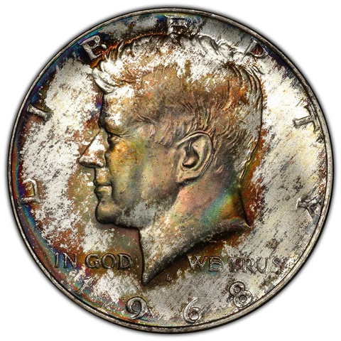 1968-D PCGS MS66 Toned Kennedy Half Dollar Cover