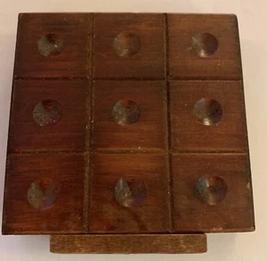 Vintage Tic Tax Toe 1960'S Small Wooden Board With 10 Marbles Made In Japan - Picture 1 of 7