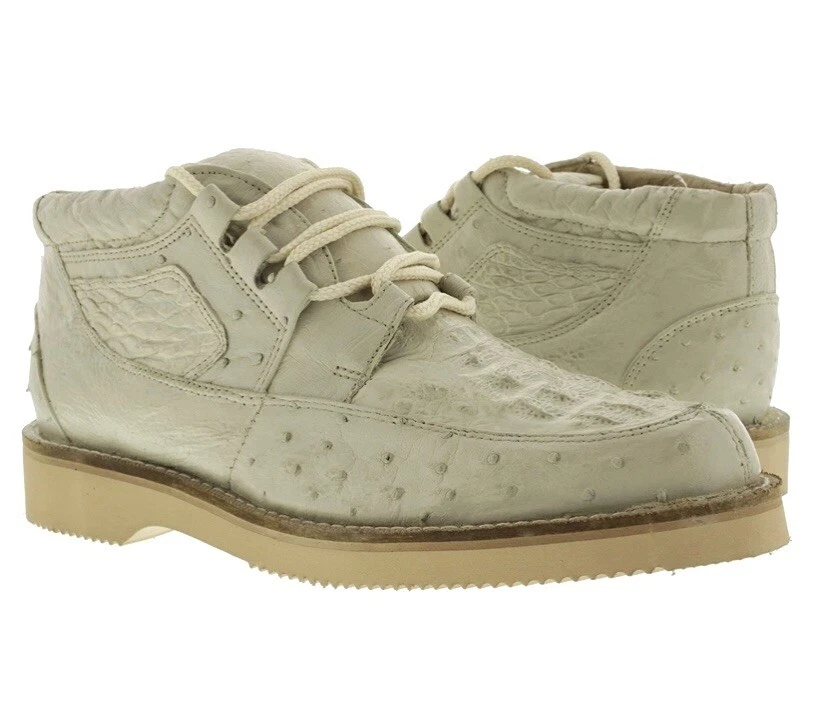 El Presidente Lace Up Shoe Ostrich Crocodile Off-White Men's Leather27.5/US 9  - Image 1 of 4