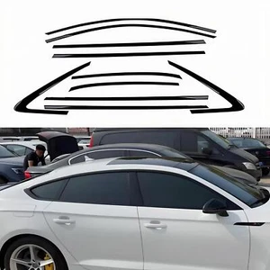 For 2018-2022 AUDI A5 S5 10pcs Glossy Blk ABS Car Window Trim Strip Cover Trim - Picture 1 of 5