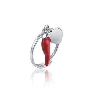 Anello Donna Luca Barra ANK287 In Acciaio Con Cornetto Rosso E Cuore - Foto 1 di 2