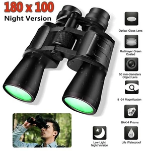 & Bag Day/Night 180x100 Military Zoom Powerful Binoculars Optics Hunting Camping - Picture 1 of 7