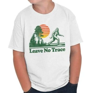 Cool Bigfoot Outdoor Camping Leave No Trace Youth Crewneck T Shirts Boy or Girl - Picture 1 of 3