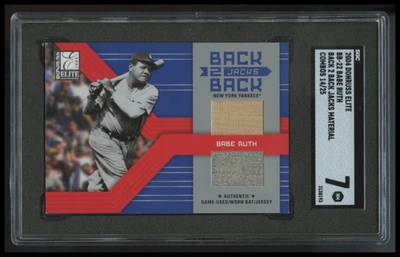 2004 Donruss Elite Babe Ruth Back 2 Back Jacks Game Used Bat Jersey /25 SGC 7 SP - Image 1 of 2