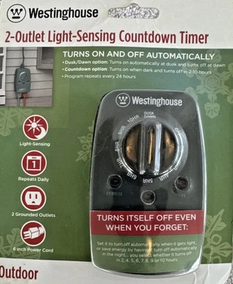 Westinghouse 2-Outlet Light Sensing Countdown Timer Outdoor On/Off Automatically - Image 1 of 4