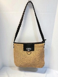 Brighton Purse Natural Straw Woven Leather Shoulder Purse Handbag Bag Heart - Picture 1 of 11