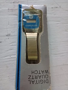 Vintage 1970s Chrysler Corporation Digital LCD Quartz Gold Wrist Watch Untested - Picture 1 of 5