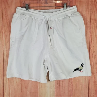 Pantalones Cortos de Sudadera Grapa Para Hombre 2XL Blanco Paloma Bordado Logo Algodón Cordón Foto 1 de 4
