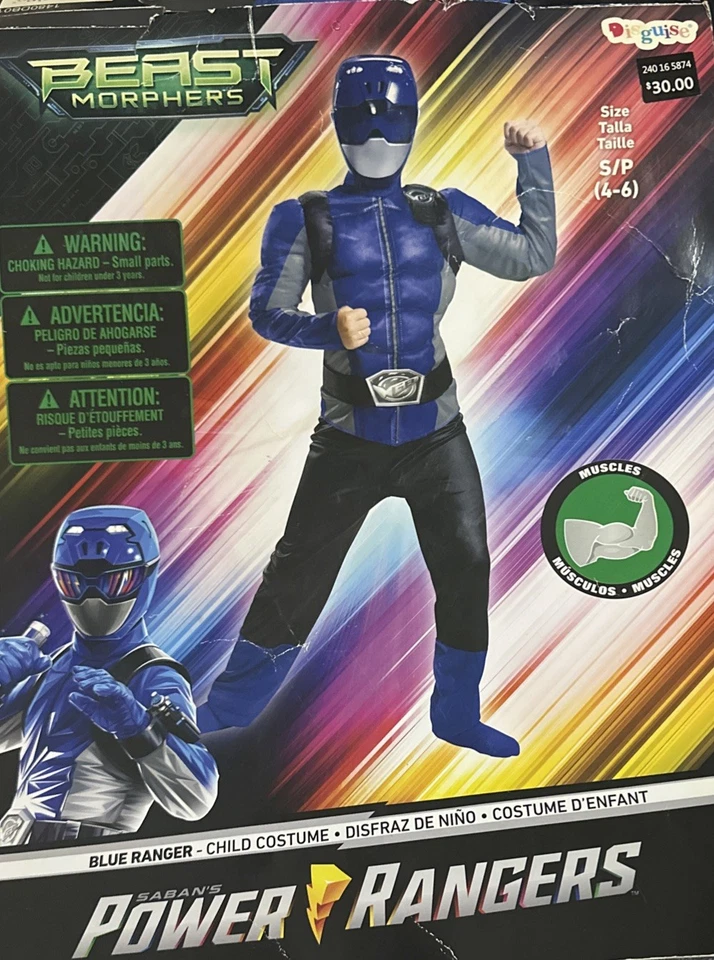 niños POWER RANGER AZUL DISFRAZ HALLOWEEN CON MÁSCARA PEQUEÑO 4/6 2 PC juego de simulación Foto 1 de 3