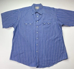 Camisa a Presión Rockmount Ranch Wear XL Para Hombres Perla Occidental Manga Corta Rayas Azules - Imagen 1 de 5