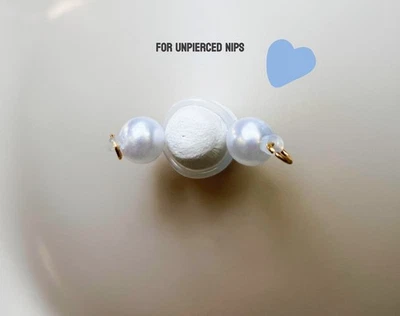 Pearl Nipple Rings, Fake Nipple Piercing Nipple Jewelry, Adjustable Barbell - Image 1 of 4